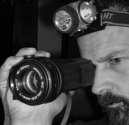 paranormal investigator James Gilberd of Strange Occurrences using Russian night vision technology
