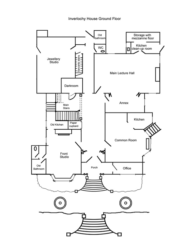 Inverlochy House, ground floor plan, drawn by Denise Durkin for Strange Occurrences Wellington New Zealand