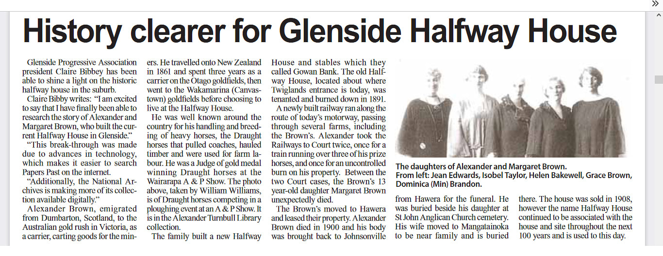 Screenshot of article on Halfway House at Glenside, from Independent Herald, 26 August 2021